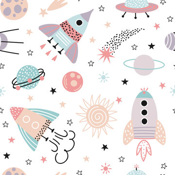 Fototapeta Cosmos seamless pattern for children