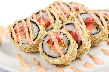 Tasty food. Sushi Roll on a white background
