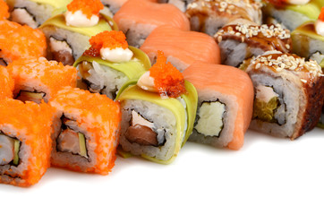 Tasty food. Sushi Roll on a white background