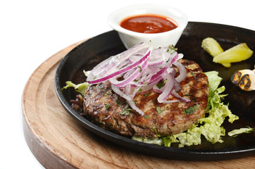 Grilled steak and vegetables