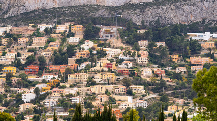 Fototapeta na wymiar Photo depicting a beautiful colorful amazing Spain mountain village landscape, summertime. Europe, Spain mountain village landscape.