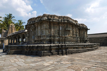 Fototapeta premium The compact and ornate Veeranarayana temple, Chennakeshava temple complex, Belur, Karnataka. View from North East.