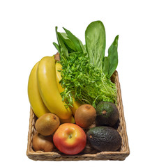 Fruits and vegetables in the basket.