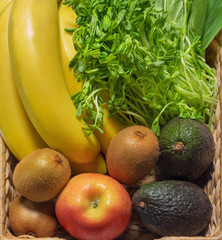 Fruits and vegetables in the basket.