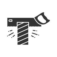Tenon saw cutting wooden plank glyph icon