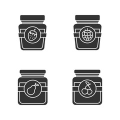 Fruit preserves glyph icons set