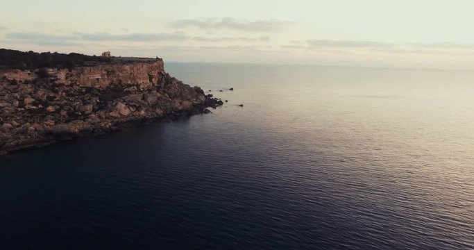 Aerial Drone shot of Mellieha shore