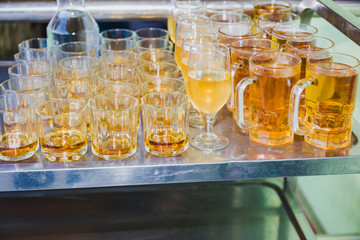 Set of Different Types of Beverages in Glasses,Drinks and Alcohol Concept