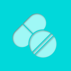 Pills paper cut out icon