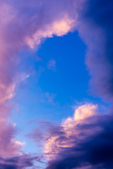 colorful dramatic sky with cloud at sunset.