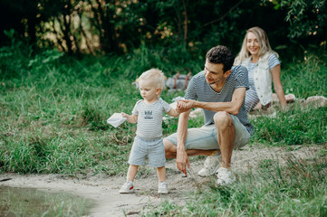 Family rest camp near lake