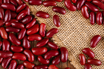 Red kidney beans in wooden