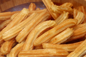 Sweet fresh churros snack close up