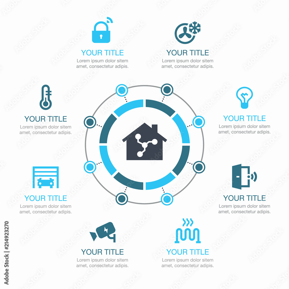 Fototapete simple vector infographic for smart home automation with icons and place for your content, isolated 