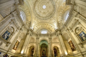 Fototapeta na wymiar View of the domed ceiling of the Sacristia Mayor (Main Sacristy) of the Cathedral Seville in Spain