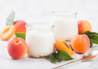 Fresh cream dessert with raw organic apricots
