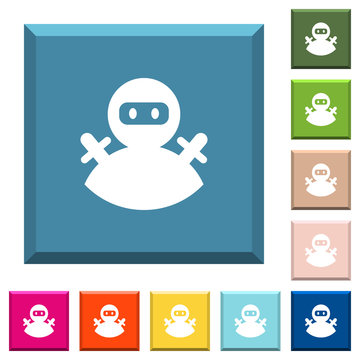 Ninja avatar white icons on edged square buttons