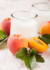 Fresh cream dessert with raw organic apricots