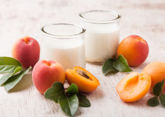 Fresh cream dessert with raw organic apricots