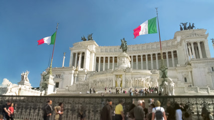 Fototapeta na wymiar People visiting National Monument to Victor Emmanuel II in Rome, tourism