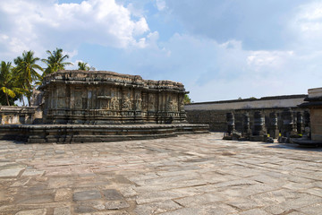 The compact and ornate Veeranarayana temple, Chennakeshava temple complex, Belur, Karnataka. View from North.