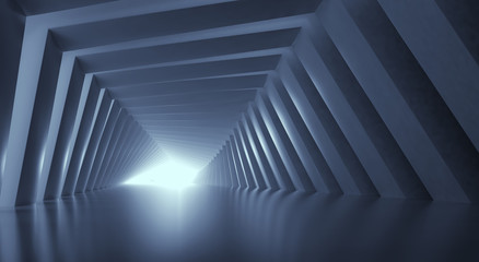 Light at the end of tunnel. 3d illustration