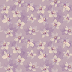 Seamless abstract purple background with anemones