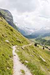 Naklejka na ściany i meble Sils, Segl, Val Fex, Fextal, Wanderweg, Oberengadin, Fexgletscher, Alpen, Graubünden, Sommer, Schweiz