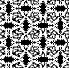 Seamless decoreative pattern with curves in a black and white colors