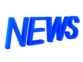 The inscription news 3d graphics. The blue color of the label.