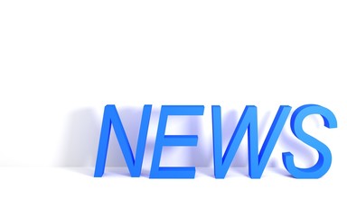 The inscription news 3d graphics. The blue color of the label.