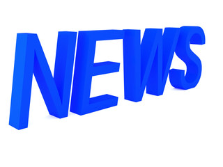 The inscription news 3d graphics. The blue color of the label.