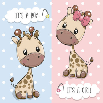 Greeting card with Cute Giraffes