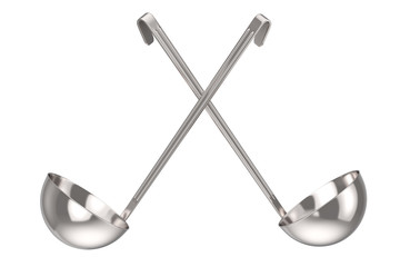 Silver Stainless Steel Kitchen Soup Ladle. 3d Rendering