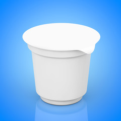 Blank White Packaging Containers for Yogurt, Ice Cream or Dessert. 3d Rendering