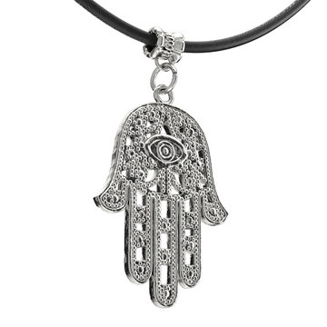 Silver Hamsa, Hand of Fatima Amulet Coulomb. 3d Rendering