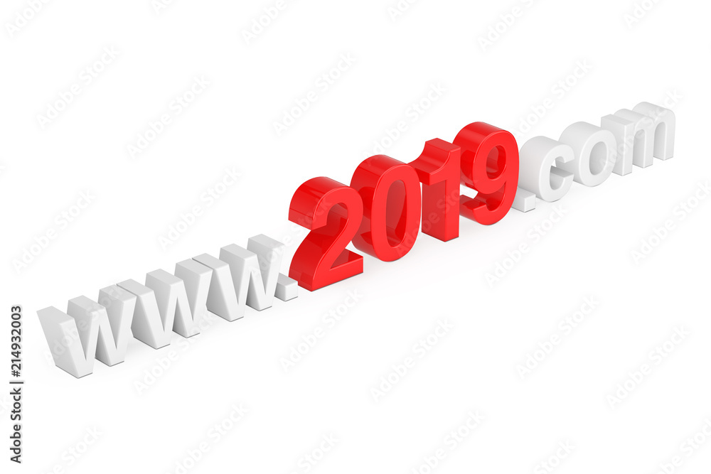 Aufkleber 2019 New Year Concept. WWW 2019 Com Site Name. 3d Rendering