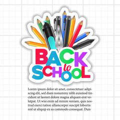 Back to School sticker with pencil