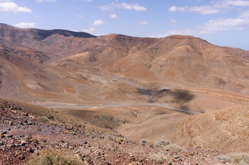 Barren volcanic mountains on Fuerteventura