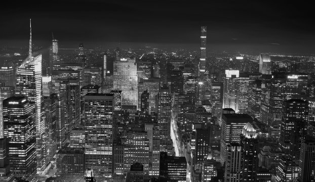 Fototapeta Nowy Jork widok z góry w czerni i bieli