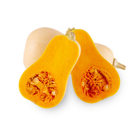 Fresh butternut squash isolated on a white background