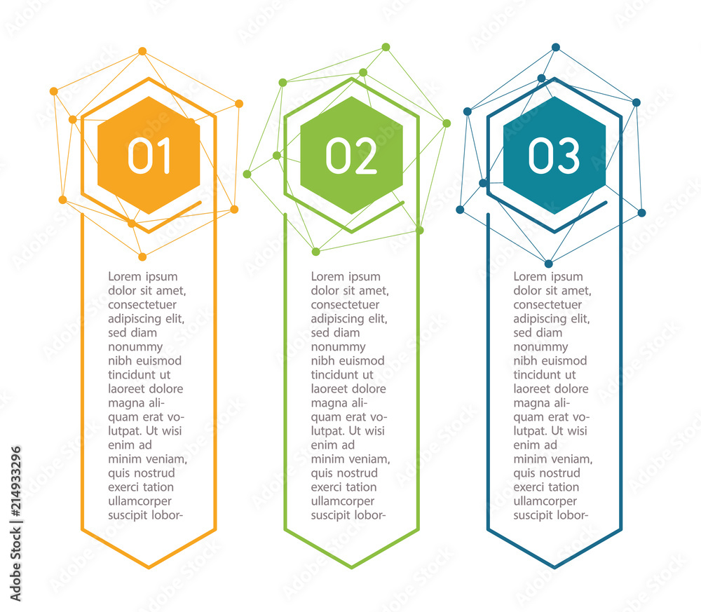 Aufkleber Vertical steps, infographic elements. Outline colorful menu for app interface. Number options. Web design of buttons elements. Infographics 1. 2. 3. Vector step icons.
