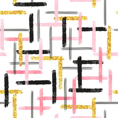 Striped seamless pattern. Hand drawn stripes and brush strokes abstract background.