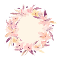 Watercolor flower wreath.