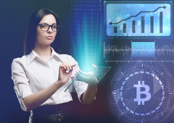 The concept of business, technology, the Internet and the network. A young entrepreneur working on a virtual screen of the future and sees the inscription: