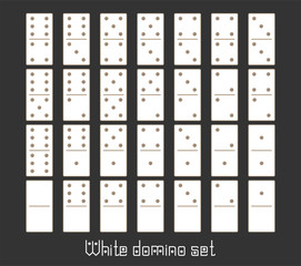 Realistic Dominoes full set 28 flat pieces for game . White collection. Abstract concept graphic element, domino effect gaming icons set