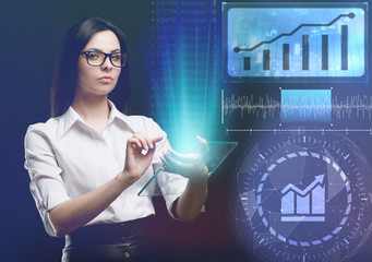 The concept of business, technology, the Internet and the network. A young entrepreneur working on a virtual screen of the future and sees the inscription: