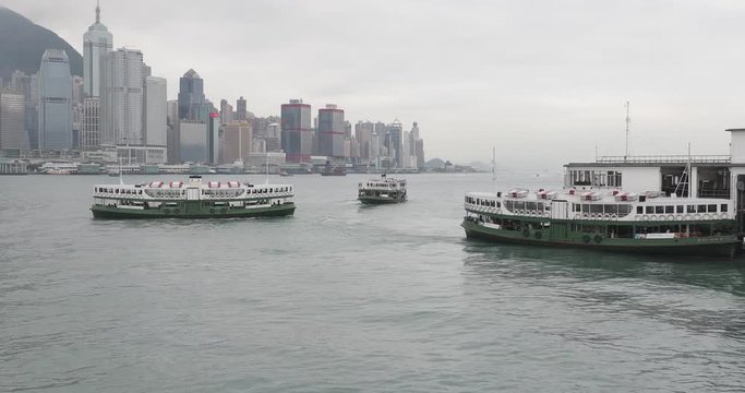 Star Ferry Boats Crossing Victoria Harbour Hong Kong