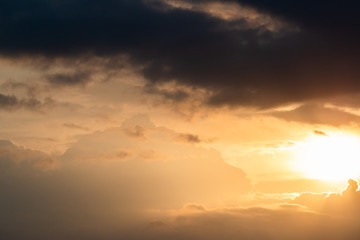 colorful dramatic sky with cloud at sunset.