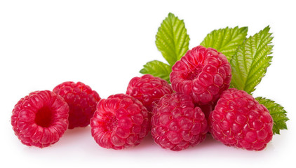 Fresh raspberry on white background